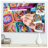 Granny Square Kunst - Ein Jahr voller kreativer Häkelideen (hochwertiger Premium Wandkalender 2025 DIN A2 quer), Kunstdruck in Hochglanz