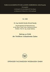 Beitrag zur Kritik der Verfahren vorbestimmter Zeiten