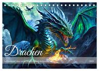 Drachen - Gefürchtete, aber nicht immer böse Fabelwesen (Tischkalender 2025 DIN A5 quer), CALVENDO Monatskalender