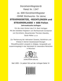 DürckheimRegister® Paket-STEUERGESETZE-RILI-ERLASSE: 600 DürckheimRegister® ohne Stichworte + 600 FOLIEN