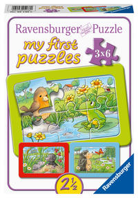 Children's puzzle 3x6 Teile - Kleine Gartentiere