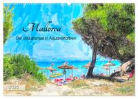 Mallorca - Die Urlaubsinsel in Aquarellfarben (Wandkalender 2025 DIN A2 quer), CALVENDO Monatskalender