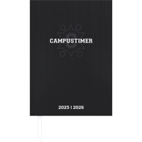 Campustimer Black - A5 Semester-Planer - Studenten-Kalender 2025/2026 - Notiz-Buch - schwarz - Weekly - Alpha Edition