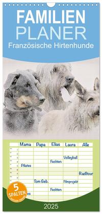 Familienplaner 2025 - Französische Hirtenhunde 2025 mit 5 Spalten (Wandkalender, 21 x 45 cm) CALVENDO