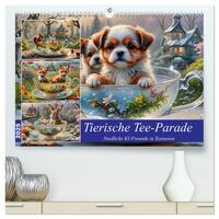 Tierische Tee-Parade (hochwertiger Premium Wandkalender 2025 DIN A2 quer), Kunstdruck in Hochglanz