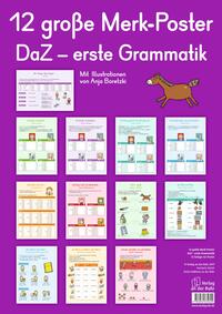 12 große Merk-Poster DaZ – erste Grammatik