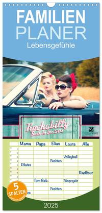 Familienplaner 2025 - Rockabilly - Back to the 50s mit 5 Spalten (Wandkalender, 21 x 45 cm) CALVENDO