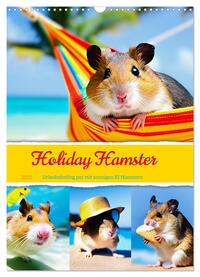 Holiday Hamster - Urlaubsfeeling pur mit sonnigen KI Hamstern (Wandkalender 2025 DIN A3 hoch), CALVENDO Monatskalender