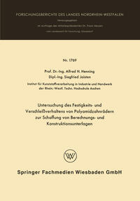 Untersuchung des Festigkeits- und Verschleißverhaltens von Polyamidzabnrädern zur Schaffung von Berechnungs- und Konstruktionsunterlagen