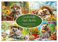 Zauberhafte Igel-Models. Blumiger Stil in der Natur (Wandkalender 2025 DIN A2 quer), CALVENDO Monatskalender