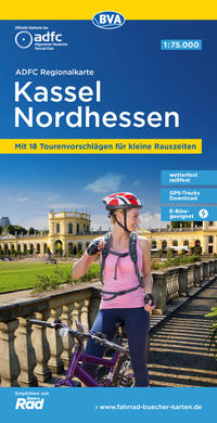 ADFC-Regionalkarte Kassel Nordhessen, 1:75.000, mit Tagestourenvorschlägen, reiß- und wetterfest, E-Bike-geeignet, GPS-Tracks-Download