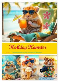 Holiday Hamster - Urlaubsfeeling pur mit sonnigen KI Hamstern (Wandkalender 2026 DIN A2 hoch), CALVENDO Monatskalender