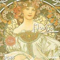 N NEUMANNVERLAGE - Mucha 2025 Broschürenkalender, 30x30cm, Wandkalender mit Abbildungen von Alfons Mucha, Mondphasen, viel Platz für Notizen und internationale Feiertage/Kalendarium