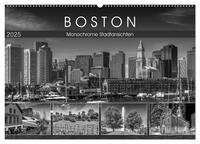 BOSTON Monochrome Stadtansichten (Wandkalender 2025 DIN A2 quer), CALVENDO Monatskalender