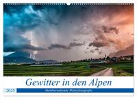 Gewitter in den Alpen (Wandkalender 2025 DIN A2 quer), CALVENDO Monatskalender