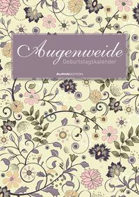 Alpha Edition - Geburtstagskalender Augenweide, immerwährend, 9,5x33cm, Kalender mit einer Spalte, immerwährendem Kalendarium, farbenfrohes Design, viel Platz für Einträge und deutsches Kalendarium