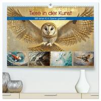 Tiere in der Kunst (hochwertiger Premium Wandkalender 2025 DIN A2 quer), Kunstdruck in Hochglanz