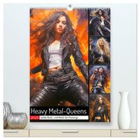 Heavy Metal-Queens. Wilde Rock- und Metal-Girl Paintings (hochwertiger Premium Wandkalender 2025 DIN A2 hoch), Kunstdruck in Hochglanz