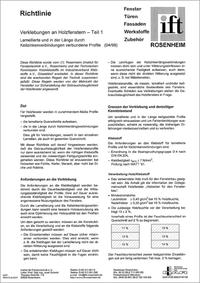 ift-Richtlinie - Verklebungen an Holzfenstern - Teil 1: Lamellierte und in der Länge durch Keilzinkenverbindungen verbundene Profile