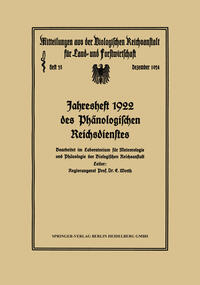 Jahresheft 1922 des Phänologischen Reichsdienstes