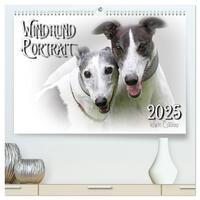 Windhund Portrait 2025 White Edition (hochwertiger Premium Wandkalender 2025 DIN A2 quer), Kunstdruck in Hochglanz