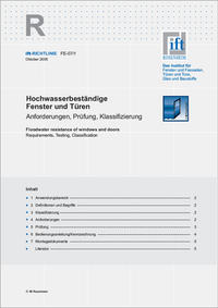 ift-Richtlinie FE-07/1 - Hochwasserbeständige Fenster und Türen - Anforderungen, Prüfung, Klassifizierung