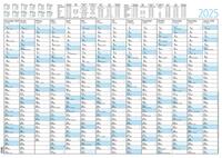 Zettler - Jahresplaner 2025, 86x61cm, Plakatkalender mit 14 Monaten auf 1 Seite, Mondphasen, Arbeitstage-, Tages- und Wochenzählung, Ferientermine und deutsches Kalendarium