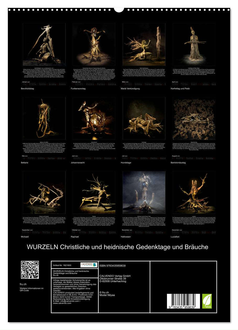WURZELN Christliche und heidnische Gedenktage und Bräuche (hochwertiger Premium Wandkalender 2025 DIN A2 hoch), Kunstdruck in Hochglanz