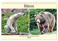 Bären - Der Eisbär und der Kamtschatka-Braunbär (Tischkalender 2025 DIN A5 quer), CALVENDO Monatskalender