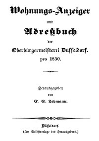 Wohnungs-Anzeiger und Adreßbuch der Oberbürgermeisterei Düsseldorf pro 1850