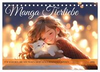 Manga Tierliebe (Tischkalender 2025 DIN A5 quer), CALVENDO Monatskalender