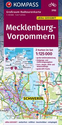 KOMPASS Großraum-Radtourenkarte 3702 Mecklenburg-Vorpommern, 1:125.000