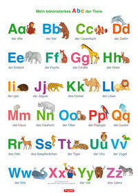 Fragenbär-Lernposter: Mein bärenstarkes Abc der Tiere (in der Schulbuch-Druckschrift) L 70 x 100 cm