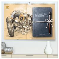 Classic Car Sketchbook (hochwertiger Premium Wandkalender 2025 DIN A2 quer), Kunstdruck in Hochglanz