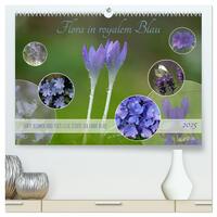 Flora in royalem Blau (hochwertiger Premium Wandkalender 2025 DIN A2 quer), Kunstdruck in Hochglanz