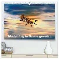 Modellflug in Szene gesetzt (hochwertiger Premium Wandkalender 2025 DIN A2 quer), Kunstdruck in Hochglanz