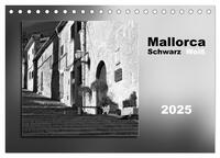 Mallorca Schwarz Weiß (Tischkalender 2025 DIN A5 quer), CALVENDO Monatskalender