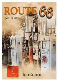 Route 66 - 2451 Meilen (Wandkalender 2025 DIN A2 hoch), CALVENDO Monatskalender