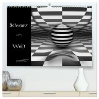 Schwarz trifft Weiß (hochwertiger Premium Wandkalender 2025 DIN A2 quer), Kunstdruck in Hochglanz