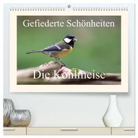 Gefiederte Schönheiten - Die Kohlmeise (hochwertiger Premium Wandkalender 2025 DIN A2 quer), Kunstdruck in Hochglanz