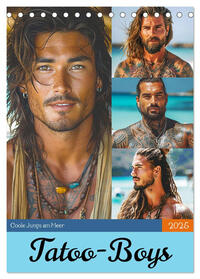 Tatoo-Boys. Coole Jungs am Meer (Tischkalender 2025 DIN A5 hoch), CALVENDO Monatskalender