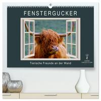 Fenstergucker - tierische Freunde an der Wand (hochwertiger Premium Wandkalender 2025 DIN A2 quer), Kunstdruck in Hochglanz