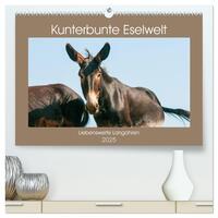 Kunterbunte Eselwelt - Liebenswerte Langohren (hochwertiger Premium Wandkalender 2025 DIN A2 quer), Kunstdruck in Hochglanz