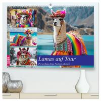 Lamas auf Tour. Perus flauschige Fashion-Ikonen (hochwertiger Premium Wandkalender 2025 DIN A2 quer), Kunstdruck in Hochglanz