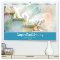 Doppelbelichtung in luftig leichten KI-Bildern (hochwertiger Premium Wandkalender 2025 DIN A2 quer), Kunstdruck in Hochglanz