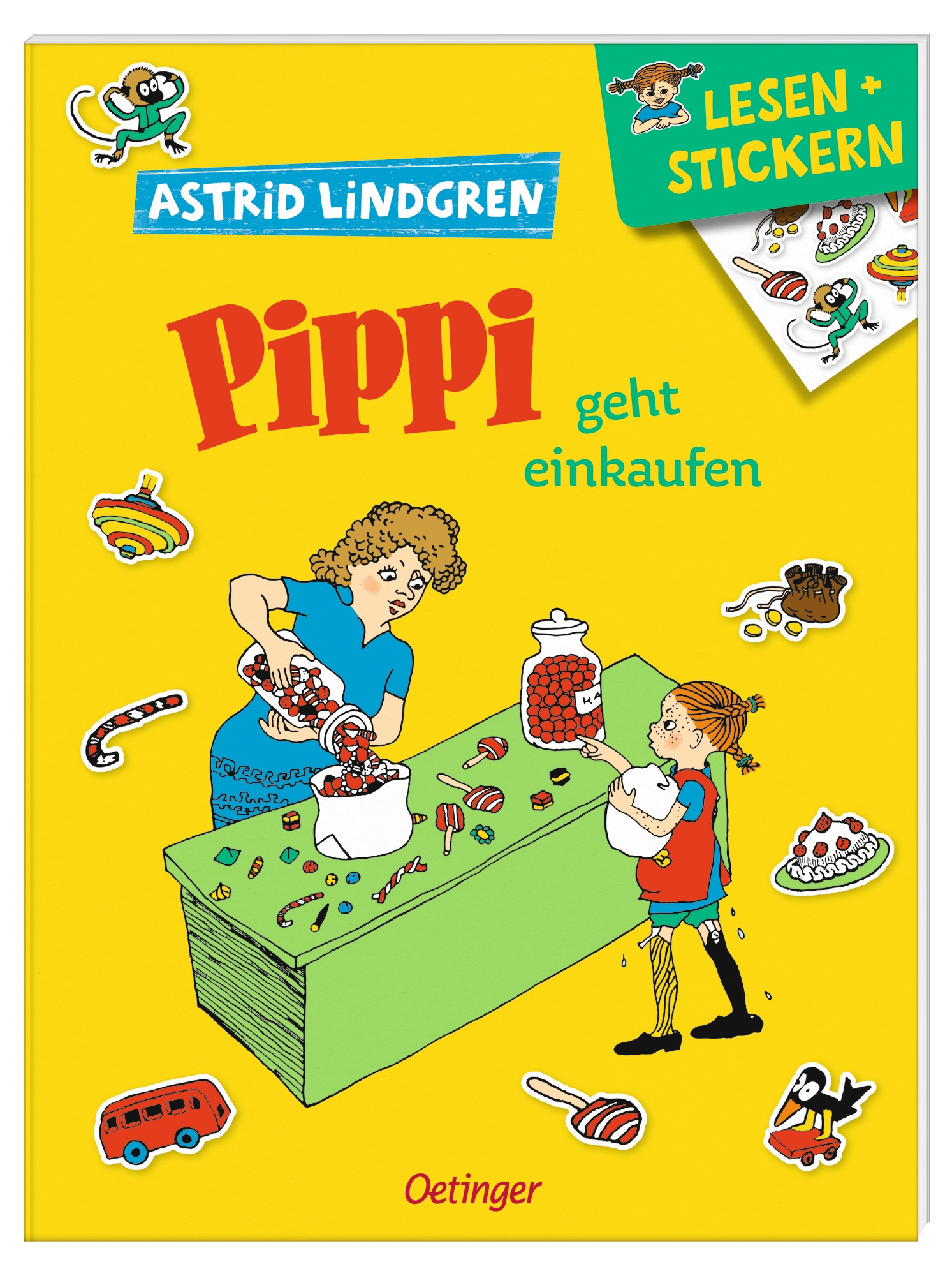 Lesen + Stickern. Pippi geht einkaufen