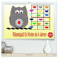 Rätselspaß für Kinder ab 4 Jahren (hochwertiger Premium Wandkalender 2025 DIN A2 quer), Kunstdruck in Hochglanz