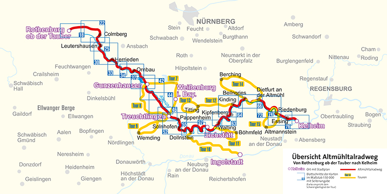 Beispielinhalt (Bild) KOMPASS Fahrradführer Altmühltal-Radweg von Rothenburg ob der Tauber nach Kelheim