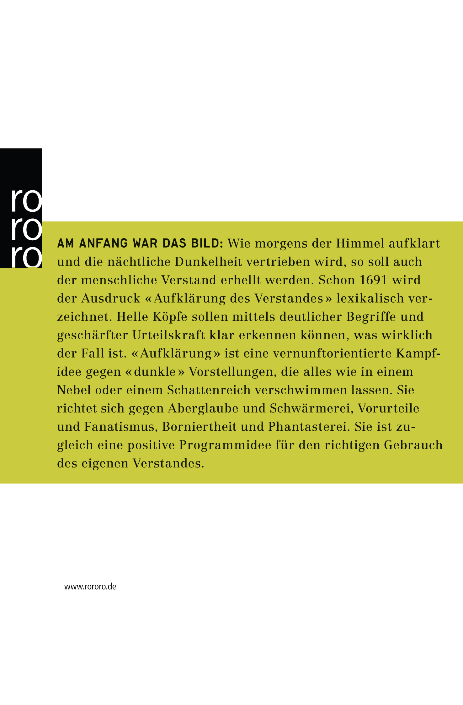 Rückseitencover Aufklärung
