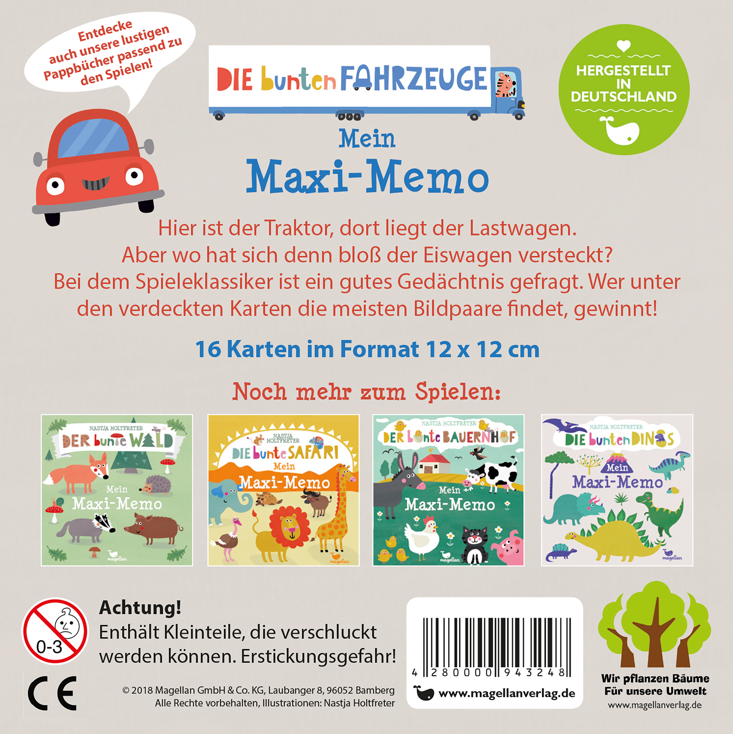 Rückseitencover Die bunten Fahrzeuge - Mein Maxi-Memo